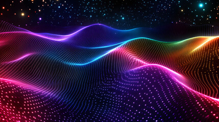 Obraz premium High-tech digital mesh with bright neon lights.