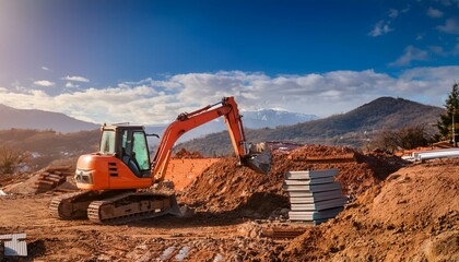 Obraz premium Operators skillfully maneuver the powerful excavator. 