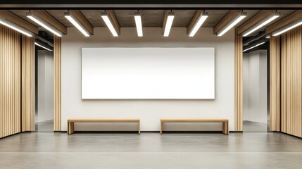 Modern Fitting Room with Blank Wall and Lighting Features