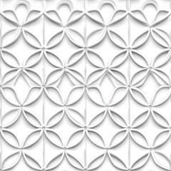 White Decorative Pattern Featuring Interlocking Circular Shapes with Three-Dimensional Depth and Texture, Ideal for Backgrounds in Modern Design, Home Decor, and Contemporary Art Projects