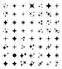sparkle star icon, star sparkle vectors, Shining sparkle icon, Blink twinkle, sunburst star shapes collection. Abstract magic light flare, vector stars icon templates pack isolated on white background