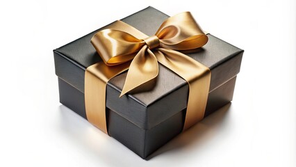 Obraz premium A Classic Gift Box Adorned with a Luxurious Golden Bow, A Symbol of Celebration and Thoughtfulness