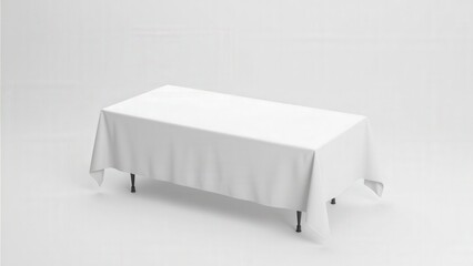 A white cotton tablecloth mockup that enhances the table setting with its soft, natural appearance.