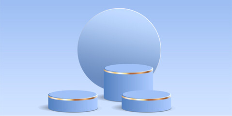 cylinder podium tube circle podium with gold strip stage 3d Abstract minimal scene mockup products display studio, Stage showcase. Vector geometric forms
