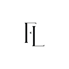 FL monogram logo design letter text name symbol monochrome logotype alphabet character simple logo