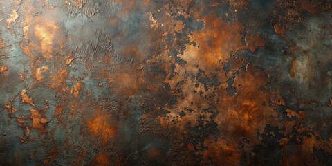 Abstract Copper And Rust Patina Texture With Organic Patterns