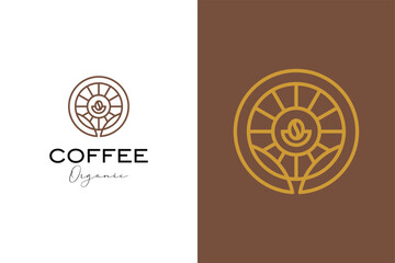 coffee bean, morning coffee logo design rustic vintage vector illustration	