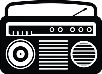 Vintage Radio silhouette, old retro radio icon vector