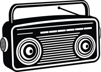 Vintage Radio silhouette, old retro radio icon vector