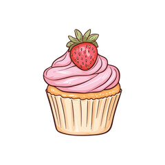 cupcake with cream and strawberry