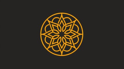 Abstract geometric pattern with an orange circular mandala on a black background.