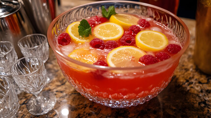 Lemon raspberry punch with a touch of mint.