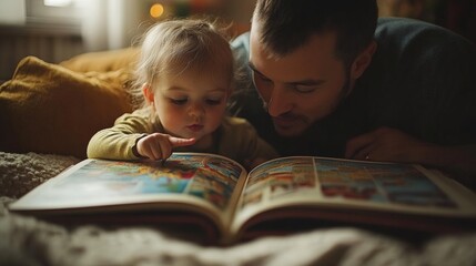 Cozy Family Reading Celebrating National Dictionary Day in a Warm, Loving Home Environment