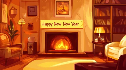 Cozy Living Room with New Year Celebration Theme