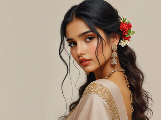 Generated portrait illustration of a beautiful woman.