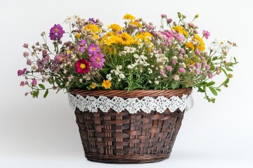 Colored Flowers in Basket