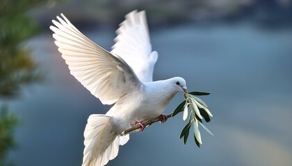 White dove with an olive branch, symbolizing peace