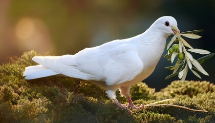 White dove with an olive branch, symbolizing peace