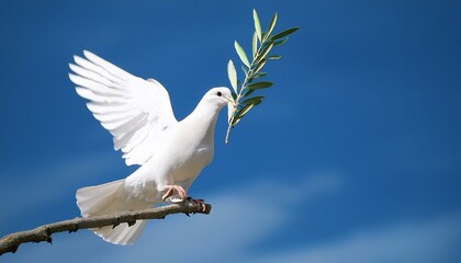 White dove with an olive branch, symbolizing peace