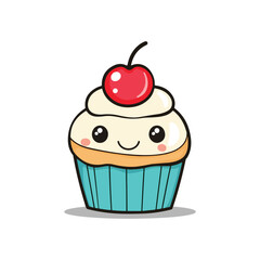 cupcake with cream and cherry