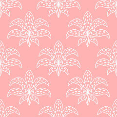 Vector seamless pattern with hand drawn symmetric flowers. Beautiful design for textile, wallpaper, wrapping paper and backgrounds.