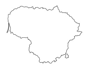 Vector map of Lithuania, republic of, a country in Northern Europe. Detailed black contour, isolated on white background.