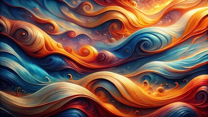 Fototapeta premium Whimsical Abstract Art with Swirling and Spiraling Lines of Vibrant Hues and Celestial Patterns