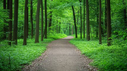 Fototapeta premium Path winding through a lush green forest
