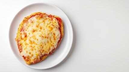 Delicious Cheesy Chicken Parmigiana on White Plate