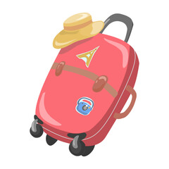 Illustration of a Suitcase with Travel Stickers