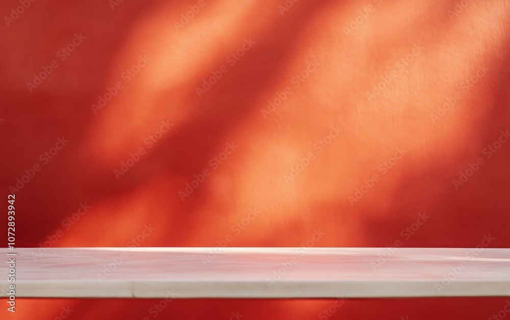 Poster Minimalist Red Display Surface with Soft Bokeh Background
