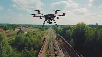 Drone Surveying Over Railway Tracks in Rural Area