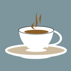 Cup of Coffee Illustration with Whimsical Rising Steam for Cozy and Relaxing Atmosphere Designs