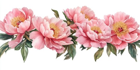 Pink Flowers on White Background