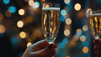 Midnight Toast with Champagne for the New Year