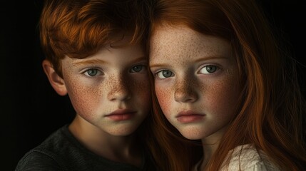Close-up of kids with freckles