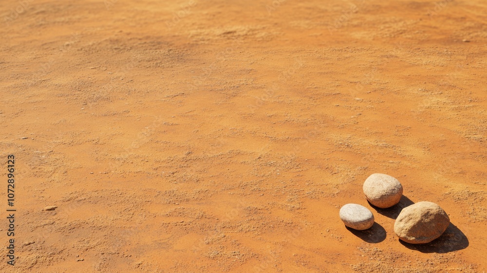 Poster ochre sandstone table with sunlit desert backdrop and rugged rustic aesthetic