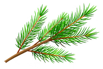 Fototapeta premium Branch of a pine tree vector illustration 