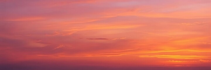 Naklejka premium Softly gradient orange hue blends into deep purple on a watercolor background sunset sky with gentle wisps of clouds, artistic, purple