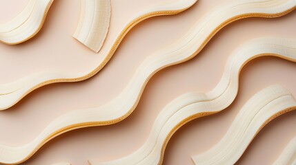Obraz premium Abstract banana peel emitting energy waves, clean background, renewable resources concept