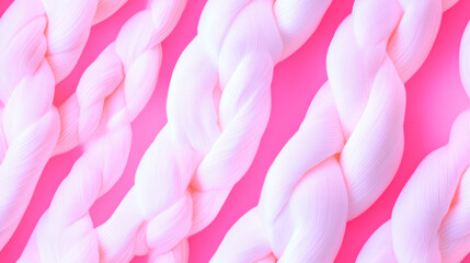 Obraz premium 3D knitted fabric seamless pattern pink white background. wool fiber texture design wallpaper