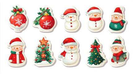 Sticker christmas illustration, Collection of Christmas on white background