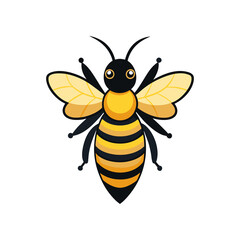 Cute bee cartoon waving hand white background