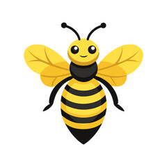 Cute bee cartoon waving hand white background