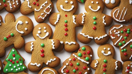 Sticker Gingerbread cookies illustration, vibrant colors, Collection of Christmas on white background