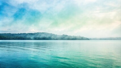 Naklejka premium Subtle watercolor blending of blues and greens creates an ombre effect in the background, natural, blue