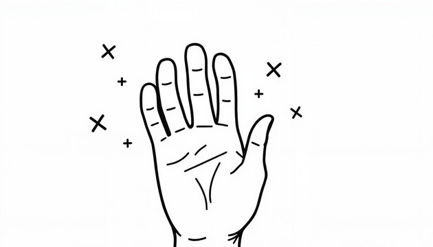 recommend clip art: Illustration of an open hand with abstract elements representing communication and expression, mental self-care theme