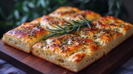 Fresh Garlic Herb Focaccia Bread Recipe with Rosemary Topping