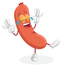 Sausage Logo mascot happy pose