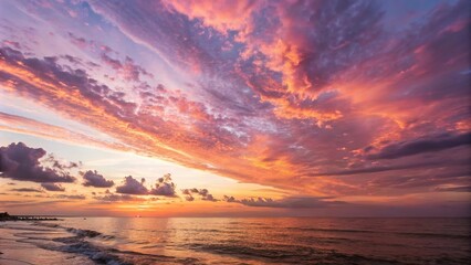 Fototapeta premium Sunset sky with abstract watercolor background, soft colors, soft focus